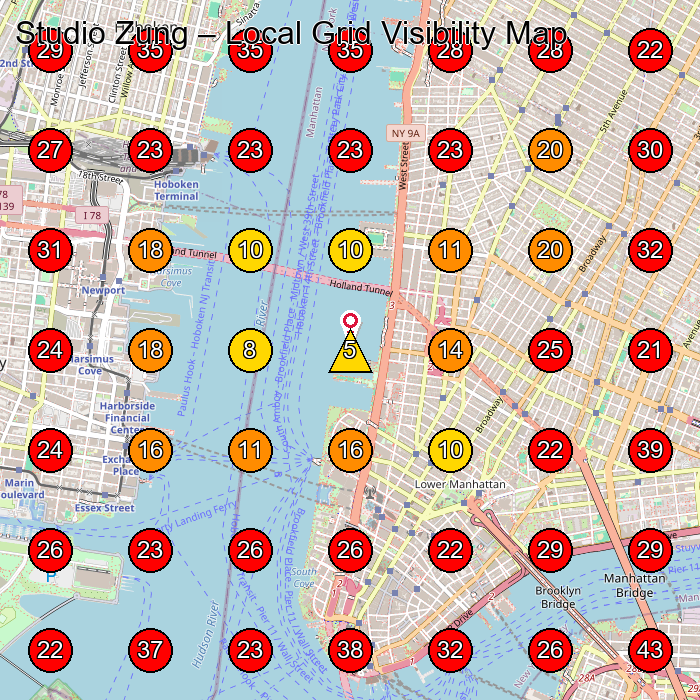 Studio Zung GeoGrid visibility map for Construction Company in New York